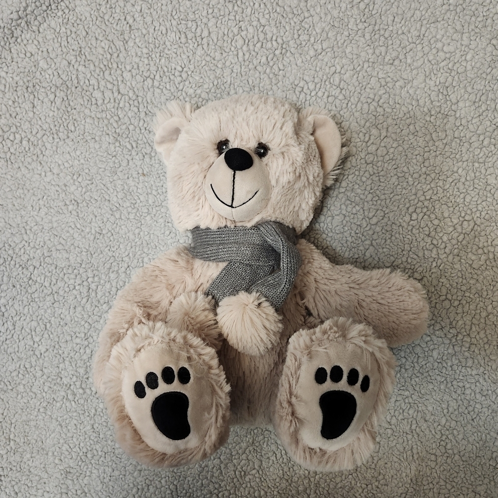 Stuffed Animal House Plush Bear 12" inch Brown With Scarf Cuddly Soft Toy